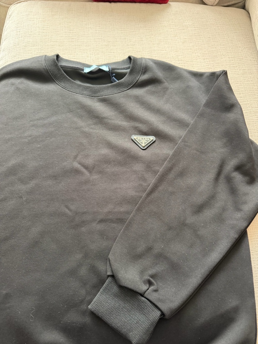 Men’s Black Crewneck with Triangle Logo Patch